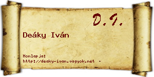 Deáky Iván névjegykártya